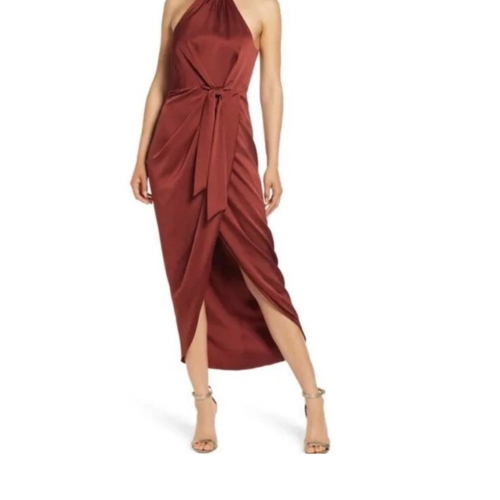 Shona Joy Msrp 295 Luxe Tie Sleeveless Midi Dress Size 2, NWT